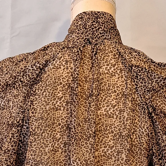 ZARA LEOPARD PRINT PUSSYCAT BOW TIE 90'S STYLE BLOUSE IN BLACK/BROWN SZ M - Picture 6 of 15